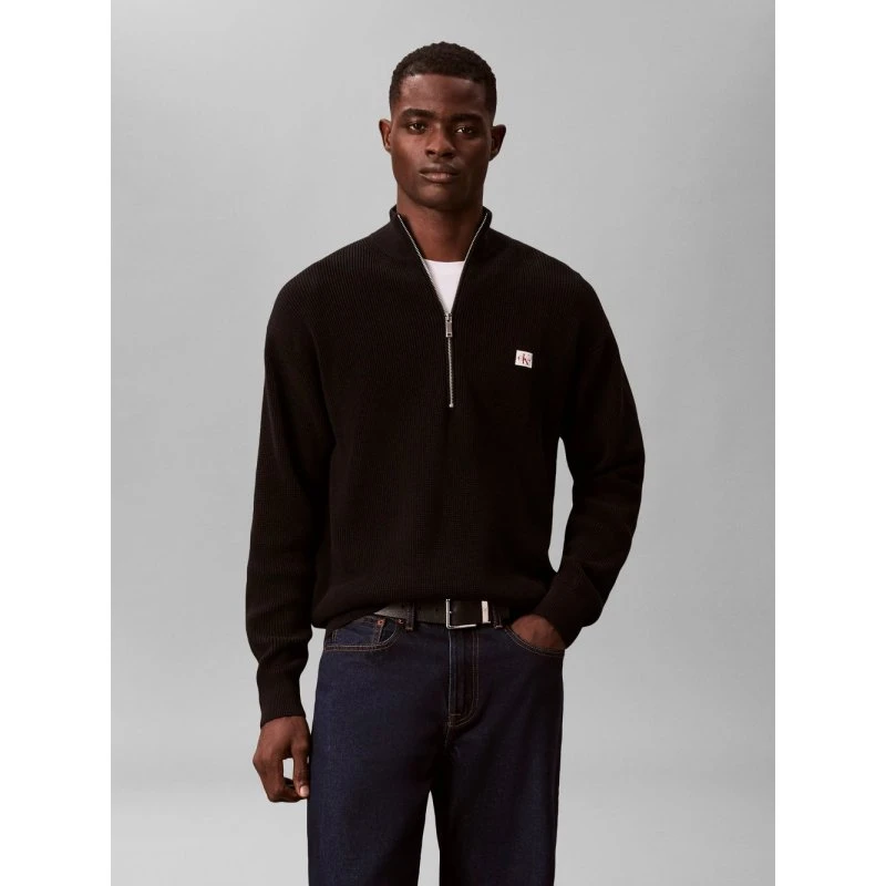 Calvin Klein Jeans Sweter Troyer Czarny