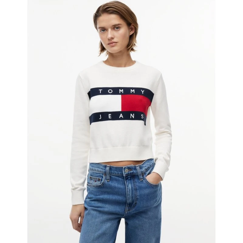 Tommy Jeans Sweter z Bawełny Biały M